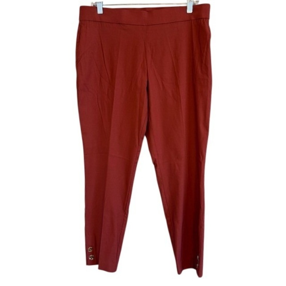 NWT Counterparts Luxe Stretch Pull On Rust Brown Slim Leg Dress Pants Career LG